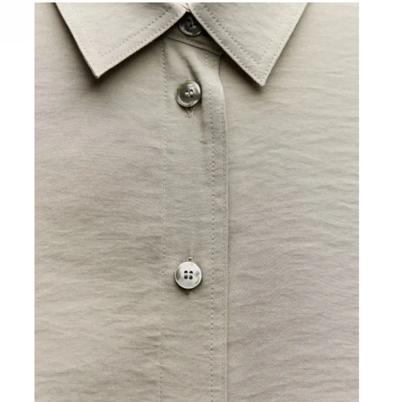 ZARA NEW WOMAN SS24 MINK ZW COLLECTION OVERSIZE SHIRT - Picture 9 of 10